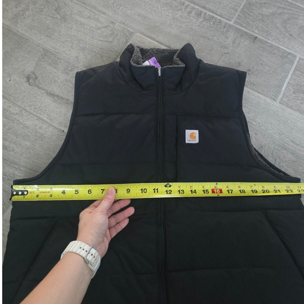 Carhartt Montana Womens Reversible Quilted Sherpa Fleece Vest Black Large - Picture 3 of 8